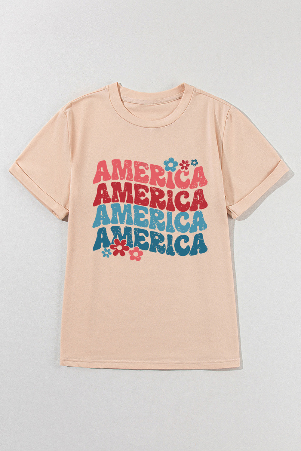 AMERICA Round Neck Short Sleeve T-Shirt